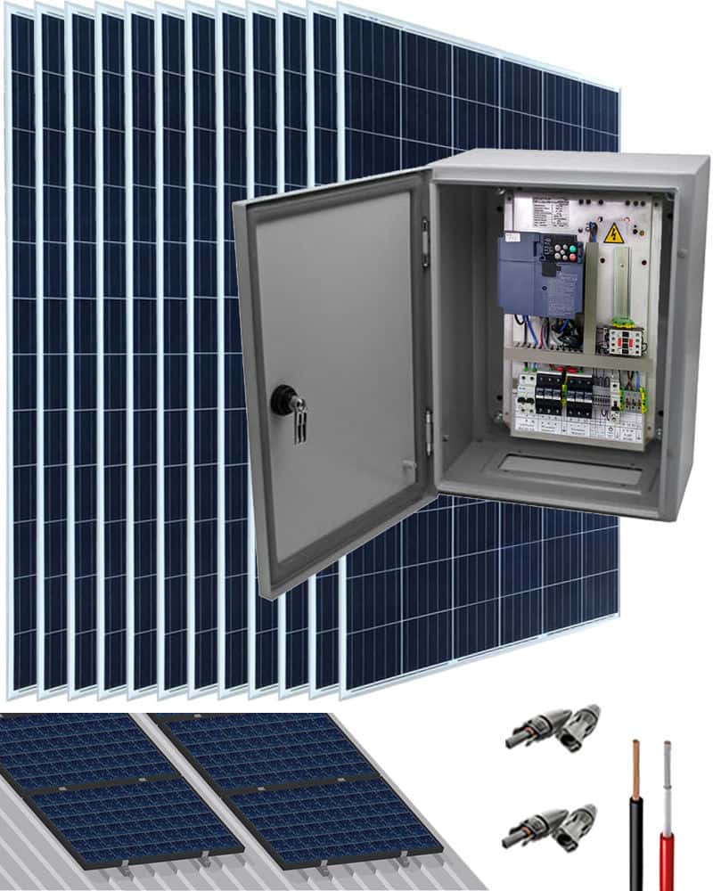 Kit Bombeo Solar hasta 2HP 230V uso directo - Panel Solar Peru